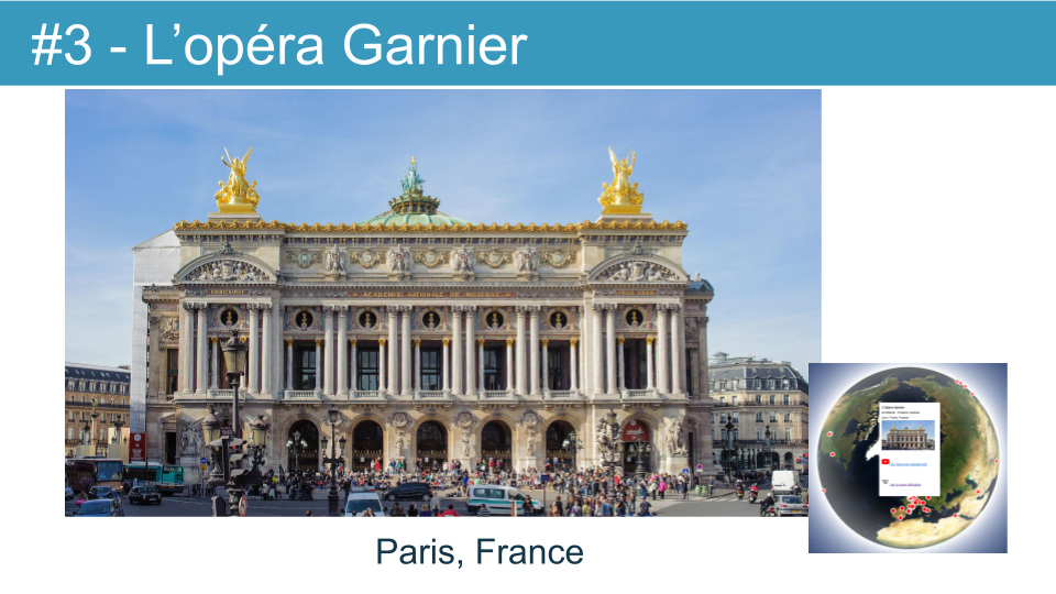 3 : L'Opéra Garnier à Paris, construit par l'architecte Charles Garnier